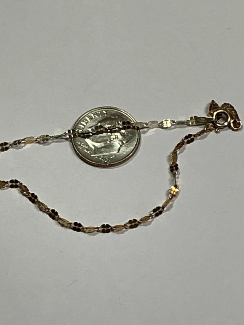 YGI Sterling Silver Diamond Cut Metal Links Delicate Bracelet. 7.25 “ long
